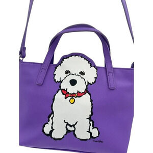 MARC TETRO Bichon Frise Crossbody Purse Zippered Handbag Purple